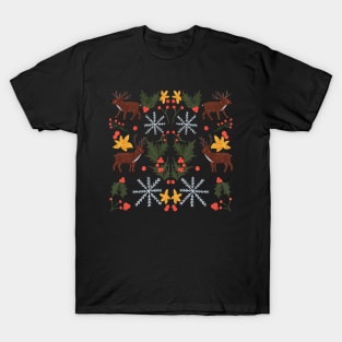 Christmas Reindeer and Holly T-Shirt